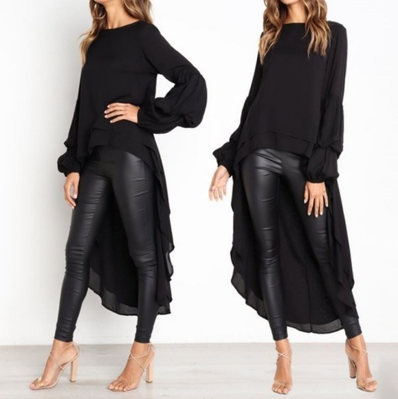 Carols Boutique Tops - Boutique New Black Hem Dip Blouse Small & XL